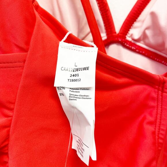 Cupshe Women's Italian Voyage Shirring Tie Back One Piece Swimsuit Red Large - Picture 5 of 6